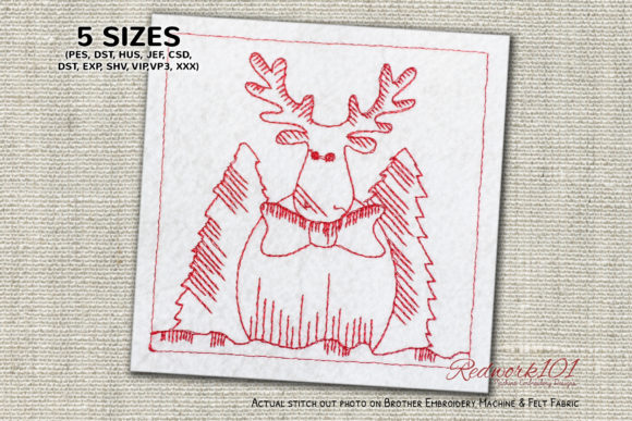 Christmas Cartoon Reindeer Redwork Review for Etsy Sellers