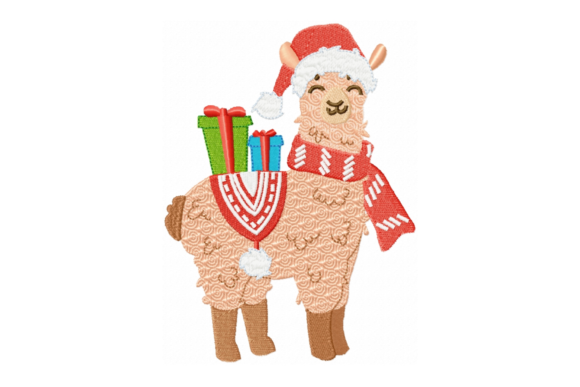 Christmas Llama with Presents: A Designer Review for Boutique Sweatshirt Embroidery