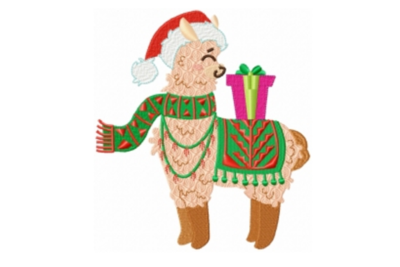 Christmas Llama with Scarf