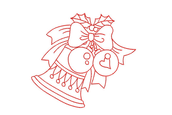 Redwork Christmas Bell with Bow: Design Review
